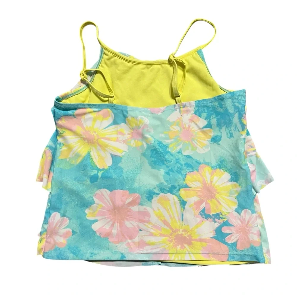 Justice 14Y Floral Tiered Ruffle Tankini Swimsuit